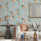 Veer Decor Lotus Pond Tapestry Teal Wallpaper