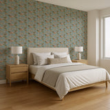 Veer Decor Lotus Pond Tapestry Teal Wallpaper