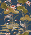 Veer Decor Lotus Pond Tapestry Navy Wallpaper