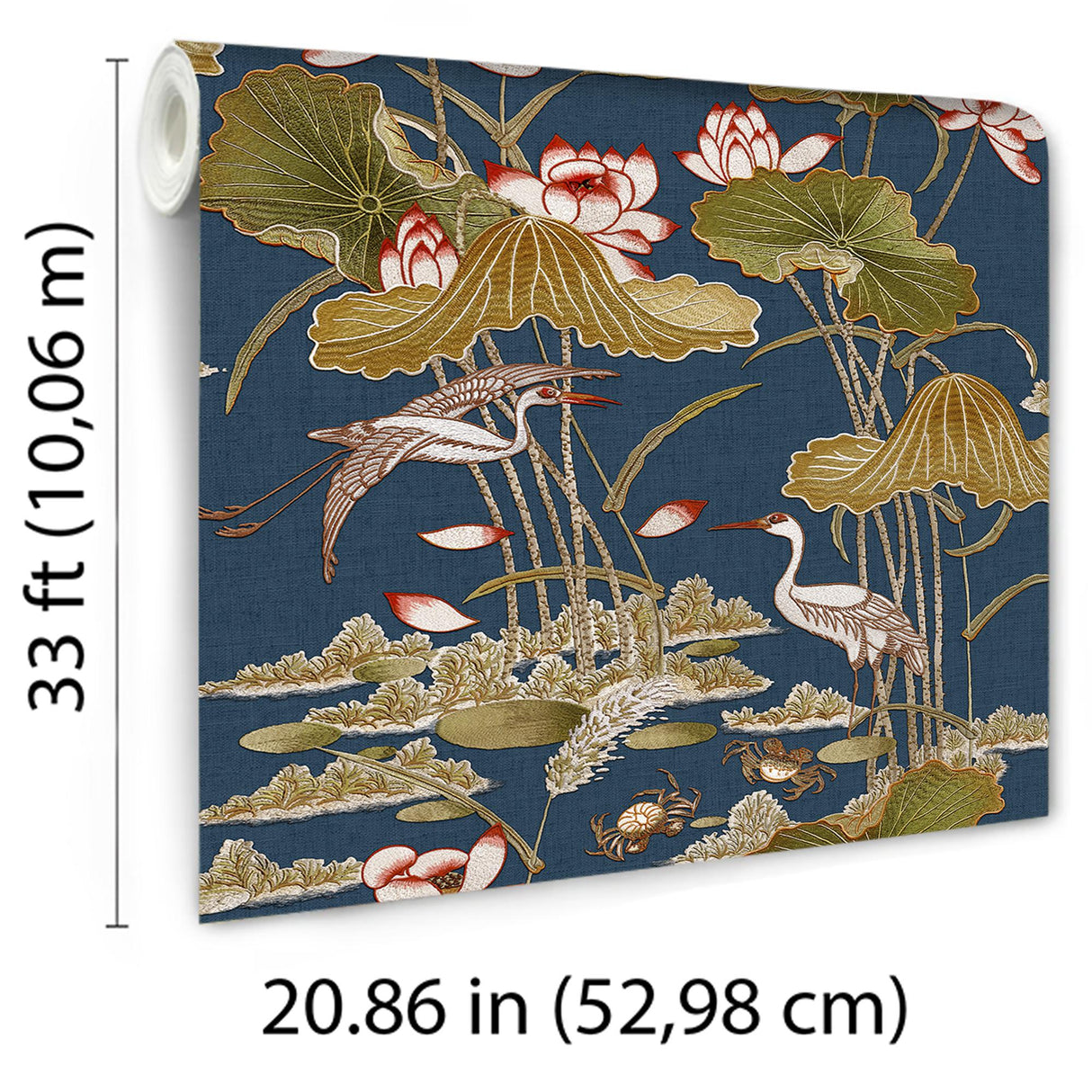 Veer Decor Lotus Pond Tapestry Navy Wallpaper