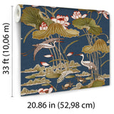 Veer Decor Lotus Pond Tapestry Navy Wallpaper