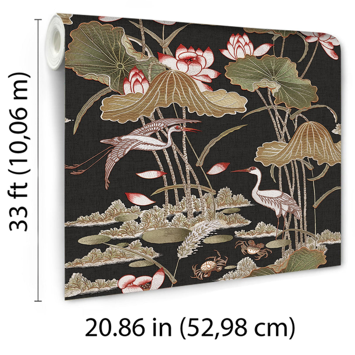Veer Decor Lotus Pond Tapestry Black Wallpaper