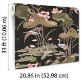 Veer Decor Lotus Pond Tapestry Black Wallpaper