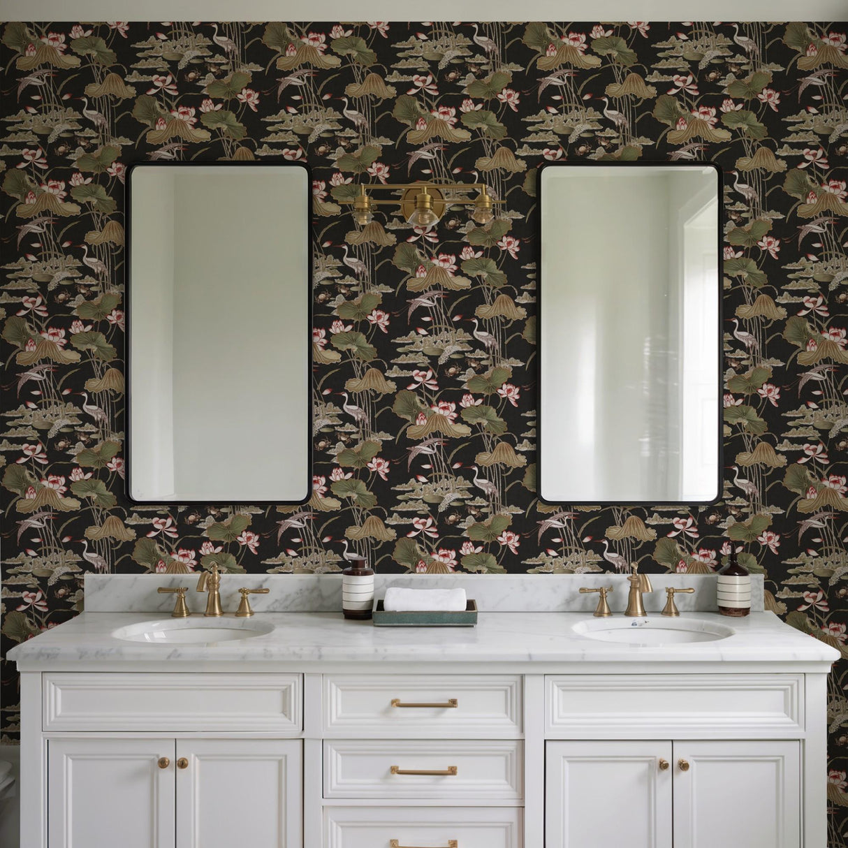 Veer Decor Lotus Pond Tapestry Black Wallpaper