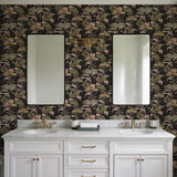 Veer Decor Lotus Pond Tapestry Black Wallpaper