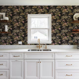 Veer Decor Lotus Pond Tapestry Black Wallpaper