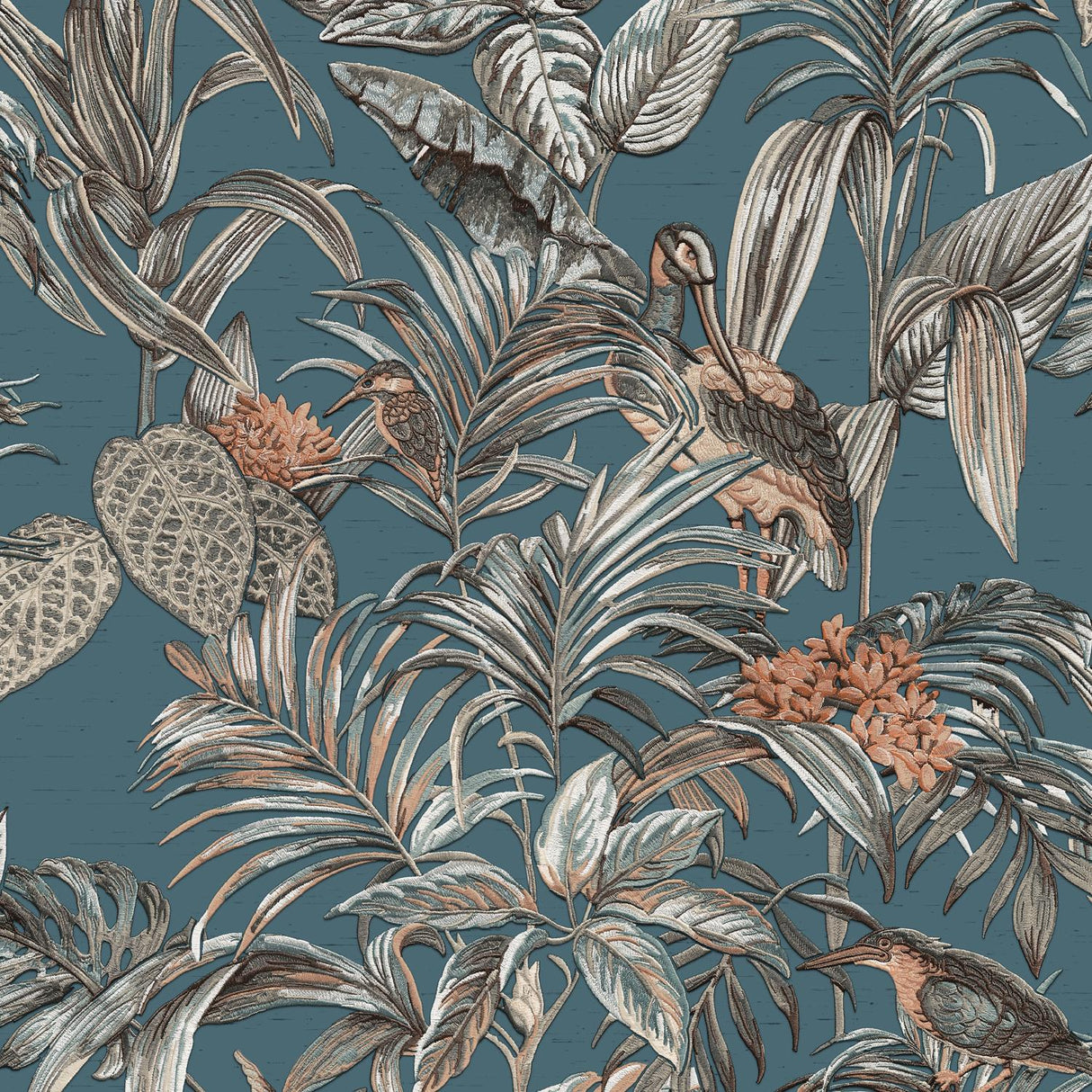 Veer Decor Bird of Paradise Blue Wallpaper