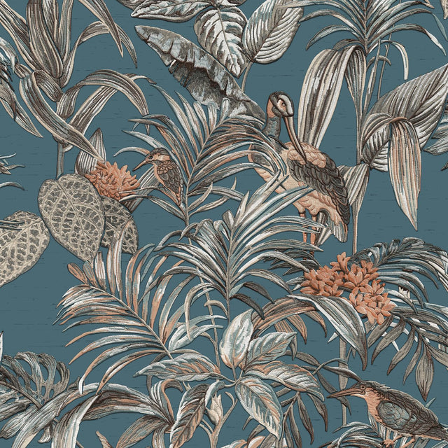 Veer Decor Bird of Paradise Blue Wallpaper