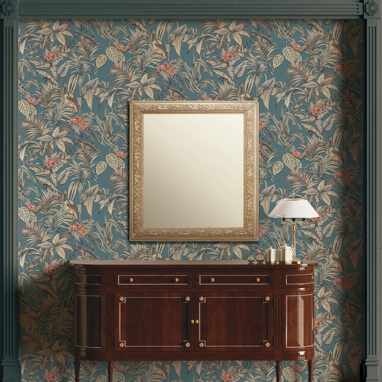 Veer Decor Bird of Paradise Blue Wallpaper