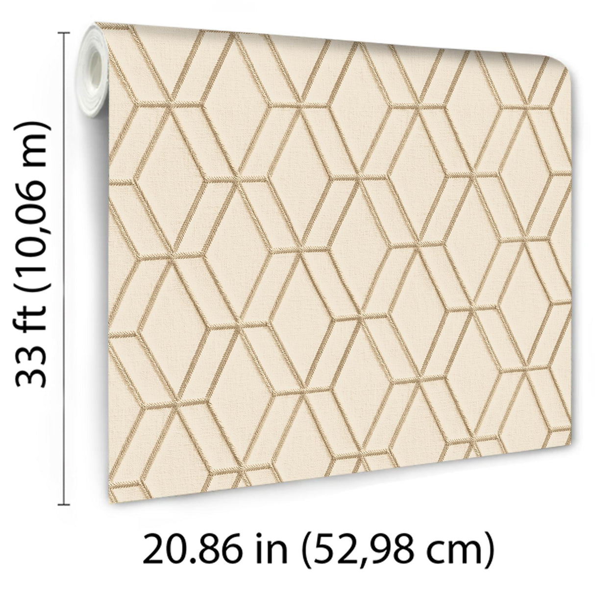 Veer Decor Embroidery Stich Diamond Beige Wallpaper