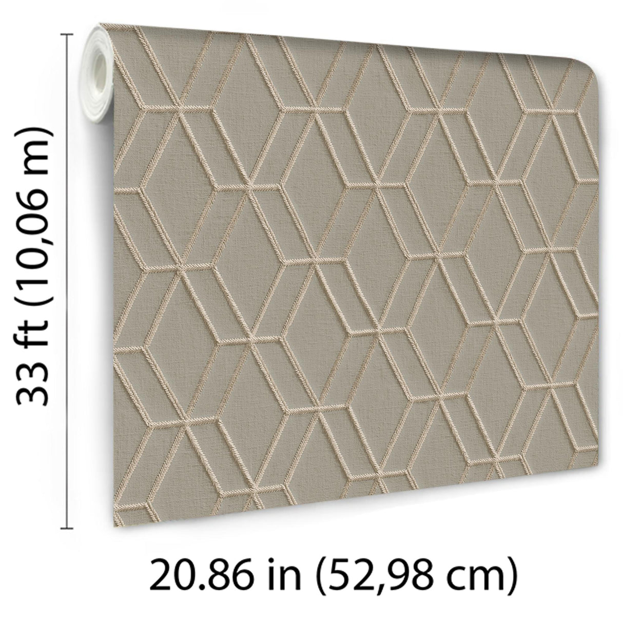Veer Decor Embroidery Stich Diamond Taupe Wallpaper
