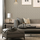 Veer Decor Embroidery Stich Diamond Taupe Wallpaper
