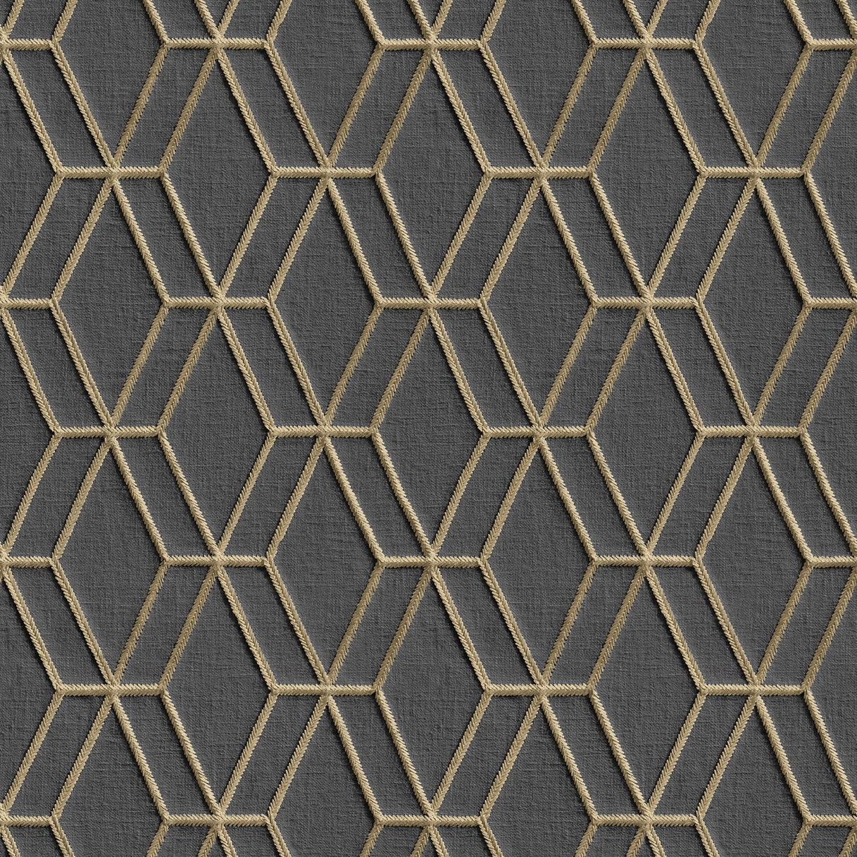 Veer Decor Embroidery Stich Diamond Black Wallpaper