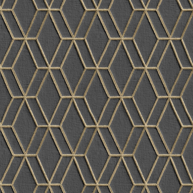 Veer Decor Embroidery Stich Diamond Black Wallpaper