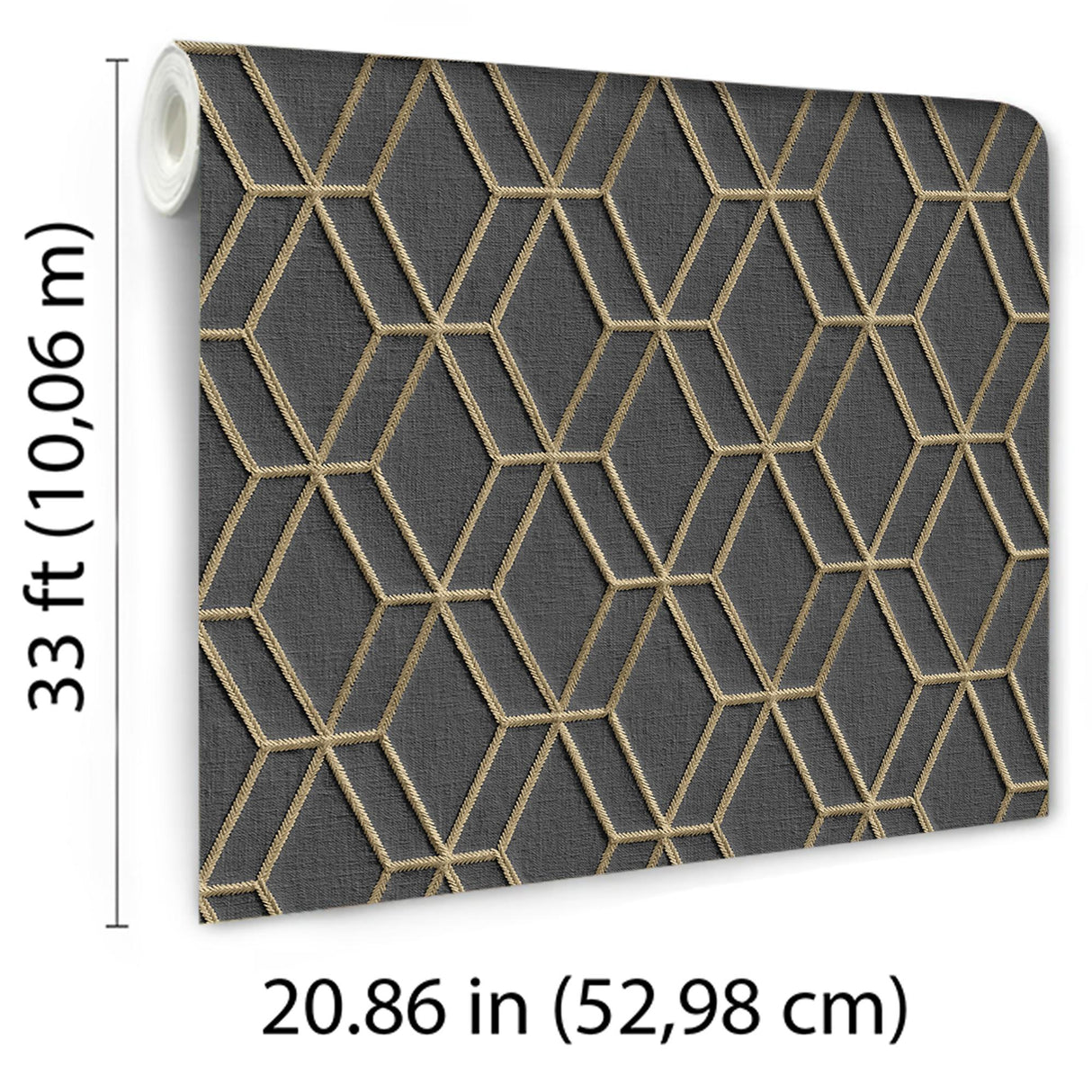 Veer Decor Embroidery Stich Diamond Black Wallpaper