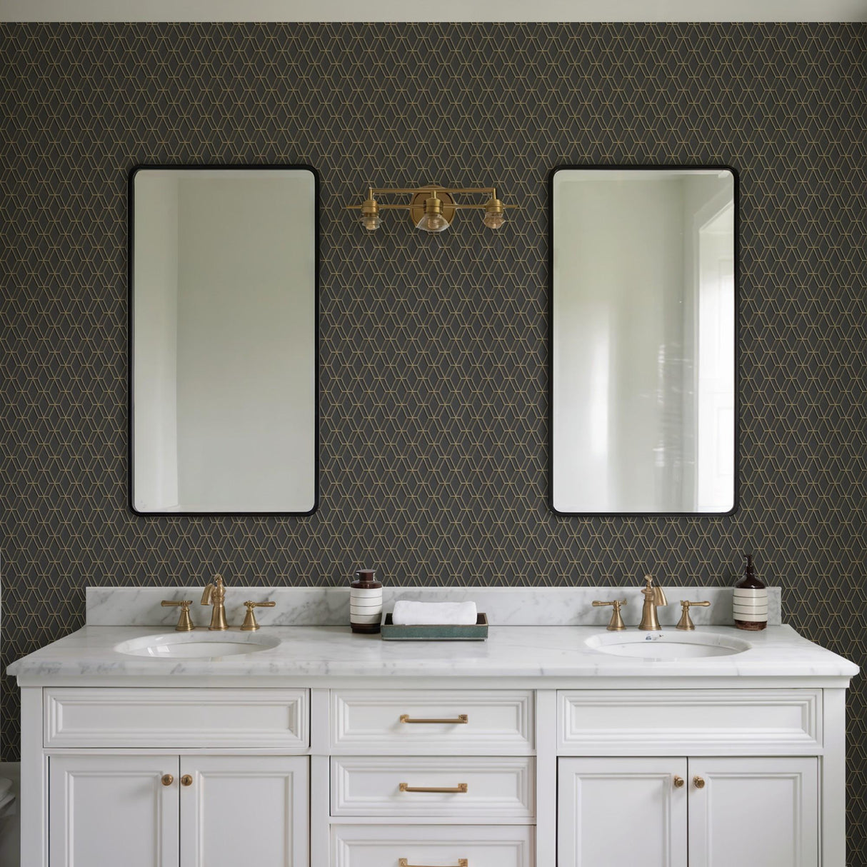 Veer Decor Embroidery Stich Diamond Black Wallpaper