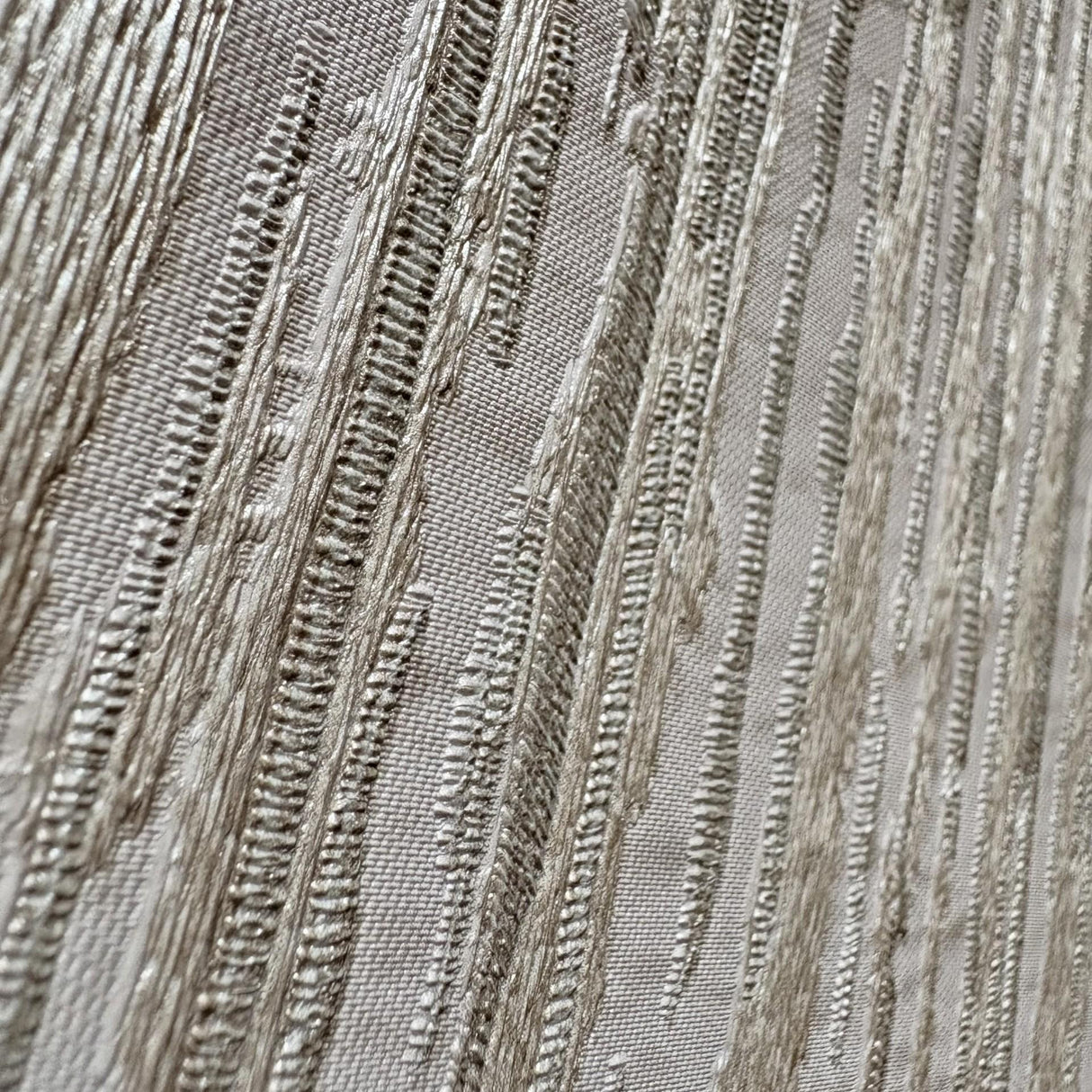 Veer Decor Embroidered Crushed Silk Cream Wallpaper