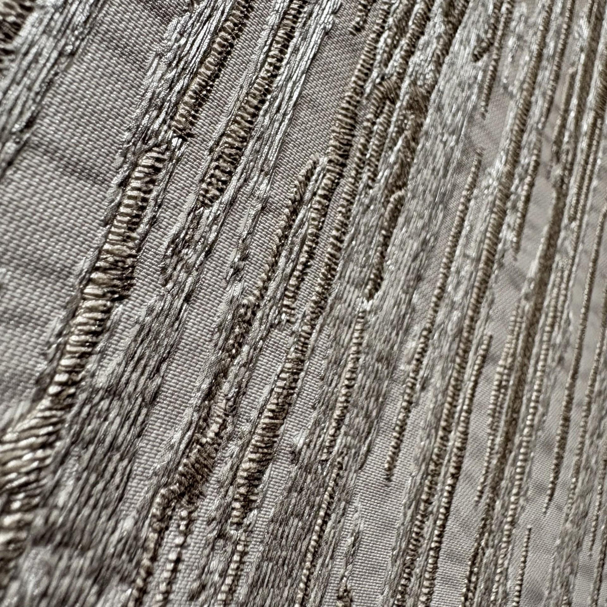 Veer Decor Embroidered Crushed Silk Beige Wallpaper