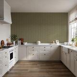 Veer Decor Embroidered Crushed Silk Green Wallpaper