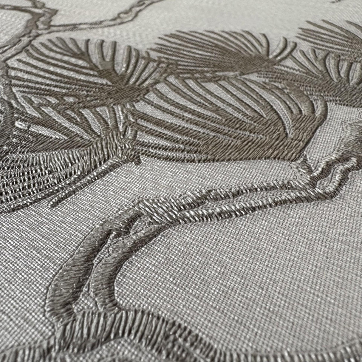 Veer Decor Embroidered Pine Tree Beige Wallpaper