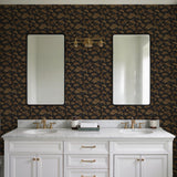 Veer Decor Embroidered Pine Tree Black Wallpaper