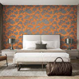 Veer Decor Embroidered Pine Tree Orange Wallpaper