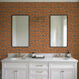 Veer Decor Embroidered Pine Tree Orange Wallpaper