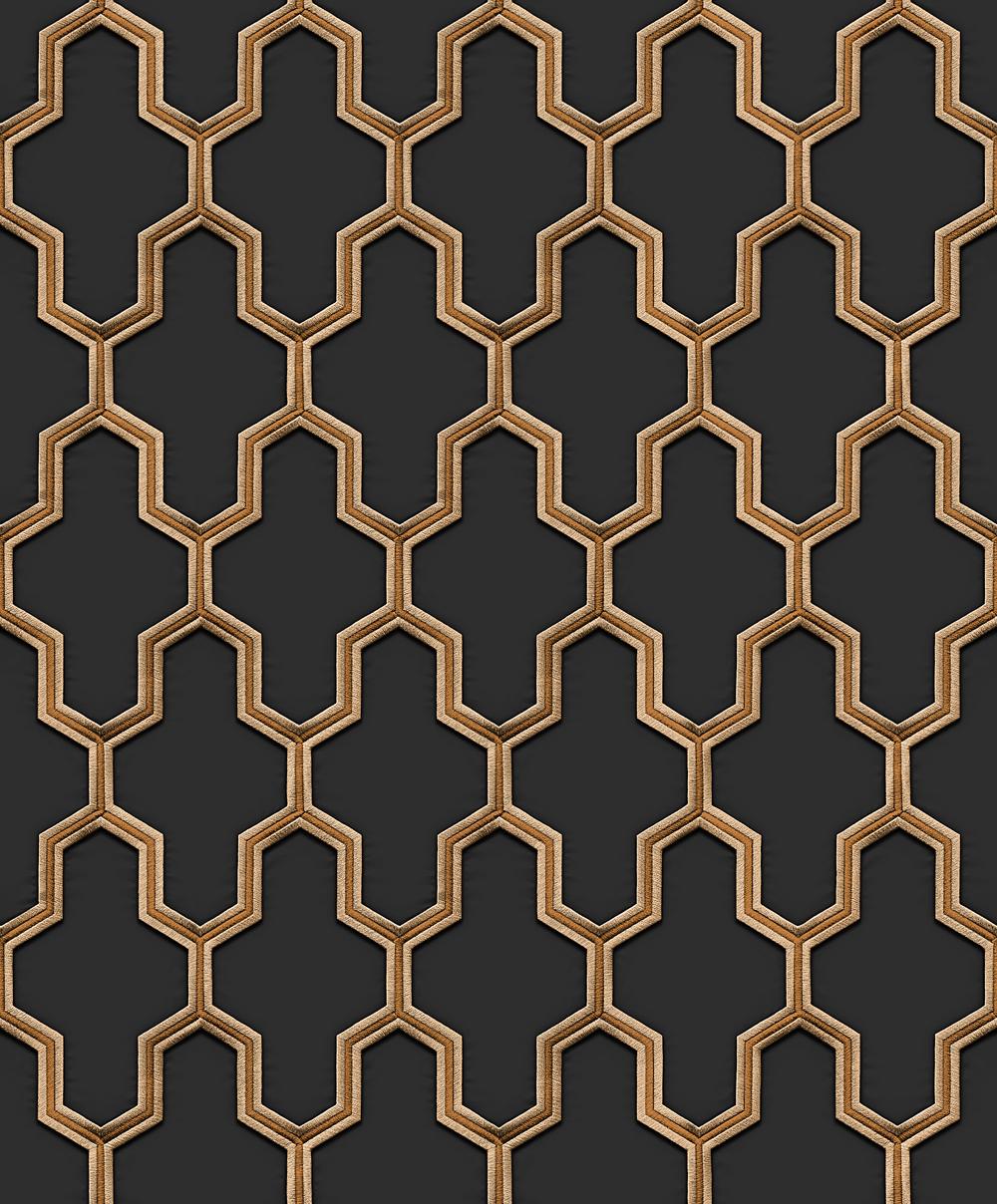 Veer Decor Geometric Silk Black Wallpaper