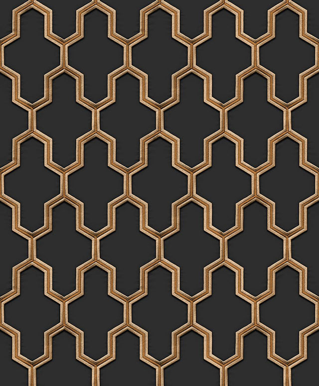 Veer Decor Geometric Silk Black Wallpaper
