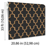 Veer Decor Geometric Silk Black Wallpaper