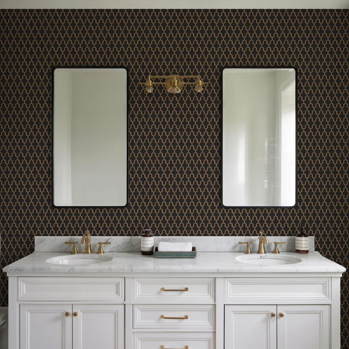 Veer Decor Geometric Silk Black Wallpaper