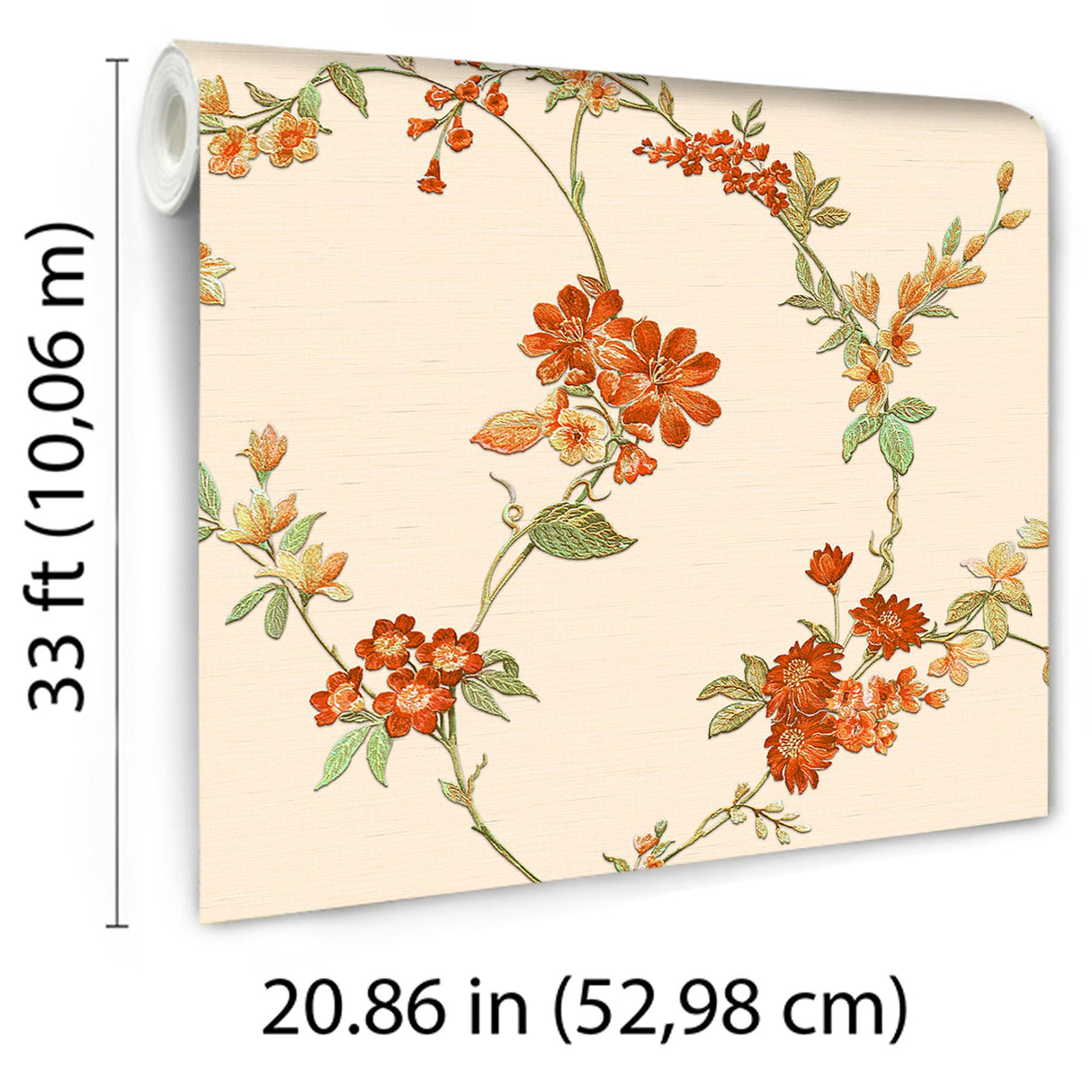 Veer Decor Flower Trail Tapestry Orange Wallpaper