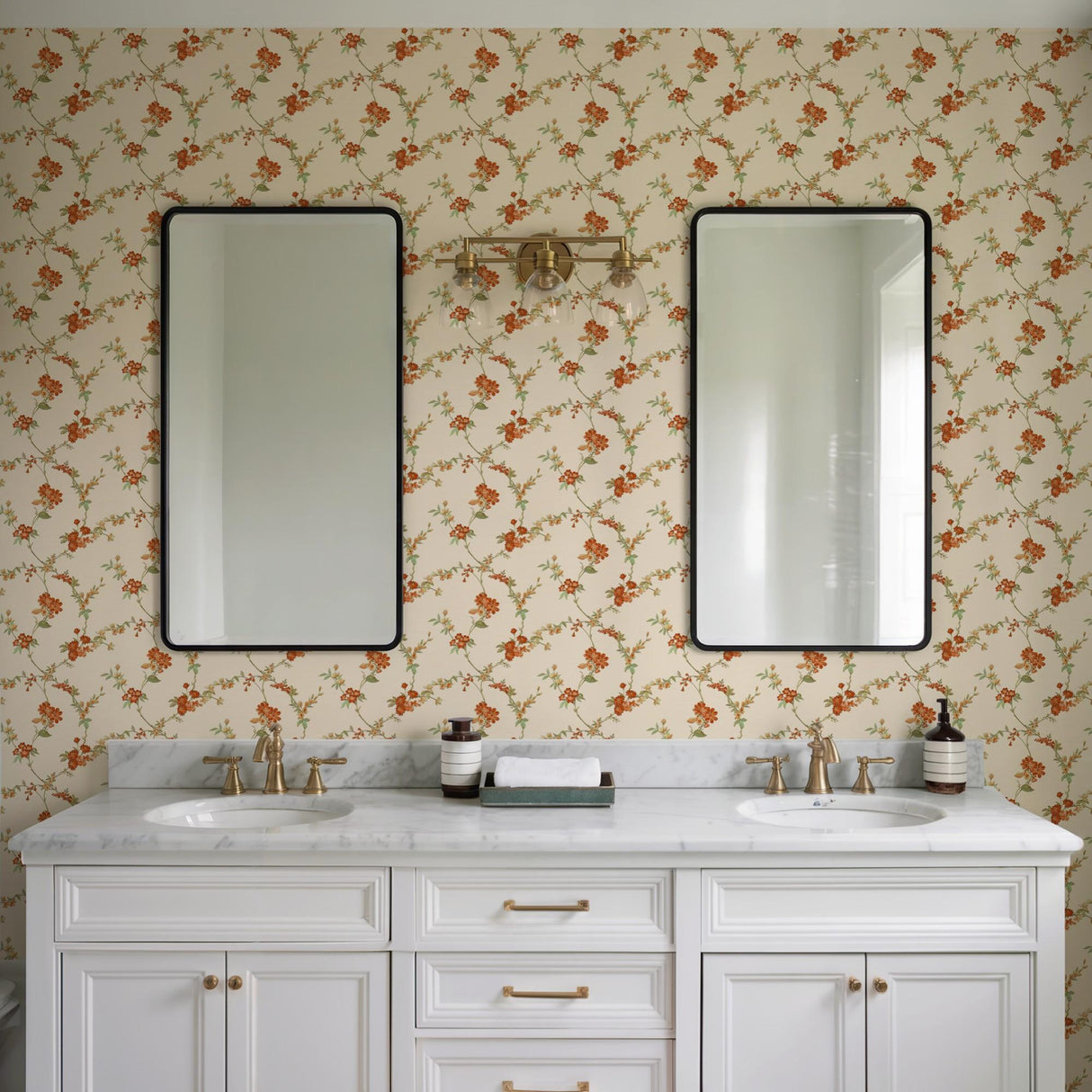 Veer Decor Flower Trail Tapestry Orange Wallpaper
