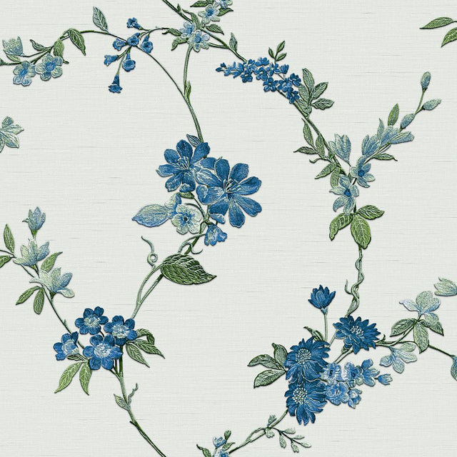 Veer Decor Flower Trail Tapestry Blue Wallpaper