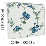 Veer Decor Flower Trail Tapestry Blue Wallpaper