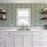 Veer Decor Flower Trail Tapestry Blue Wallpaper