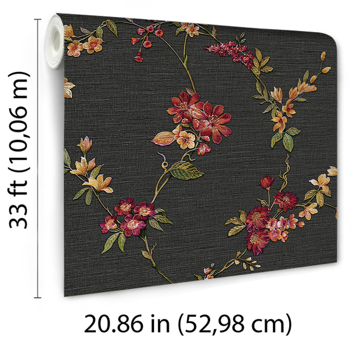 Veer Decor Flower Trail Tapestry Black Wallpaper