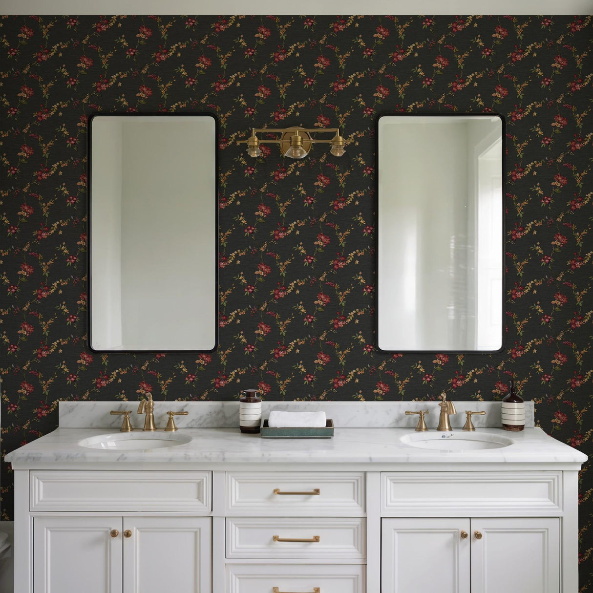 Veer Decor Flower Trail Tapestry Black Wallpaper