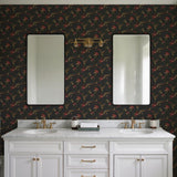 Veer Decor Flower Trail Tapestry Black Wallpaper