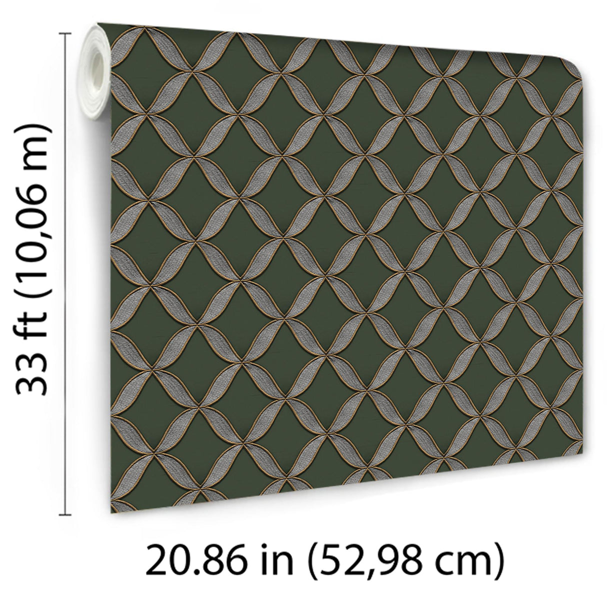 Veer Decor Geometric Trellis Green Wallpaper