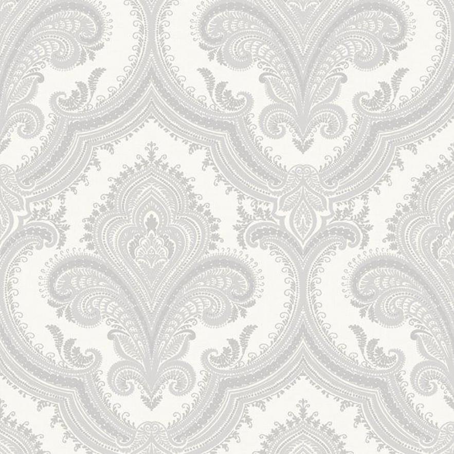 Veer Decor Traditional Damask Silver Wallpaper