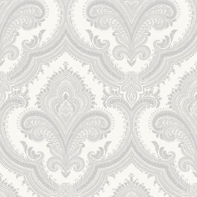 Veer Decor Traditional Damask Silver Wallpaper