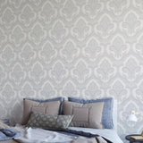 Veer Decor Traditional Damask Silver Wallpaper