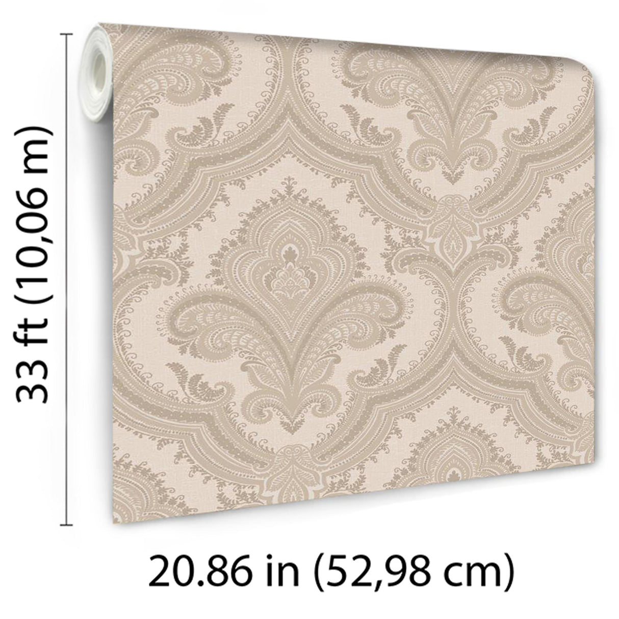 Veer Decor Traditional Damask Taupe Wallpaper