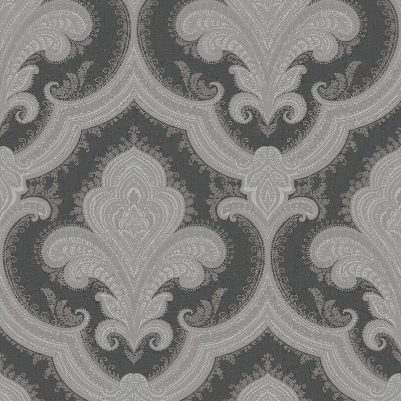 Veer Decor Traditional Damask Black Wallpaper