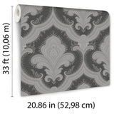 Veer Decor Traditional Damask Black Wallpaper