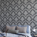 Veer Decor Traditional Damask Black Wallpaper