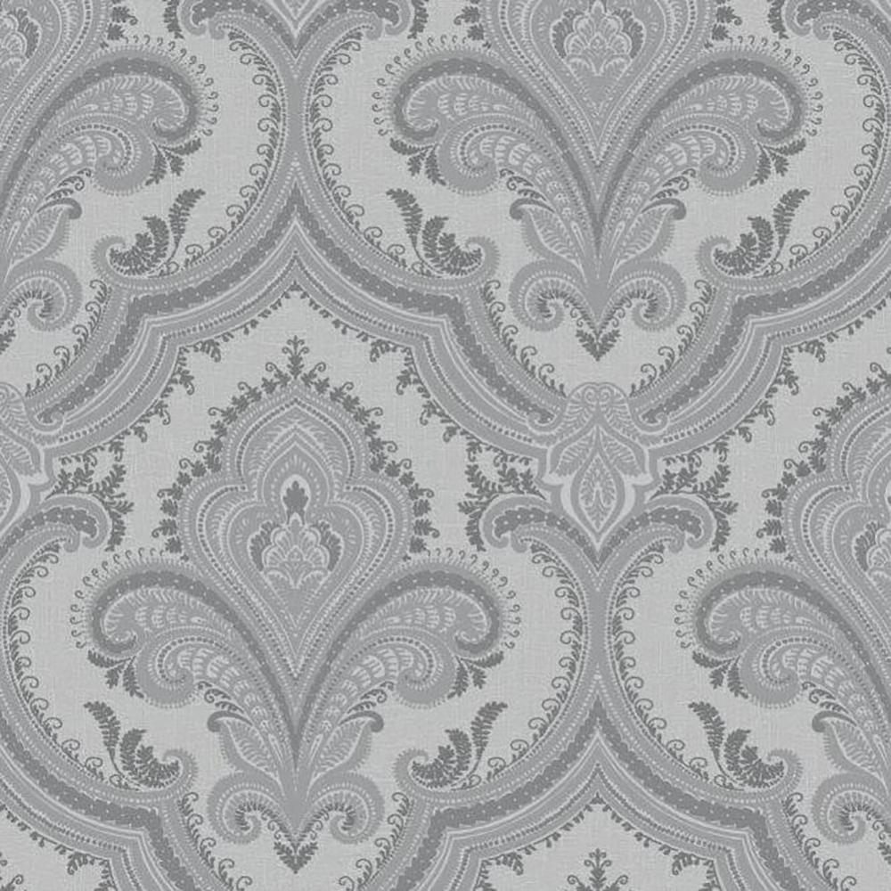 Veer Decor Traditional Damask Grey Wallpaper