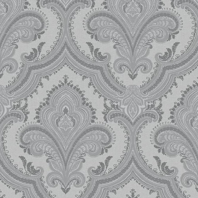Veer Decor Traditional Damask Grey Wallpaper
