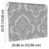 Veer Decor Traditional Damask Grey Wallpaper